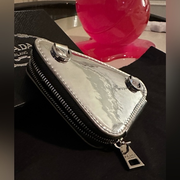 Prada Metallic Leather Mini Bag In Silver - Picture 11 of 12